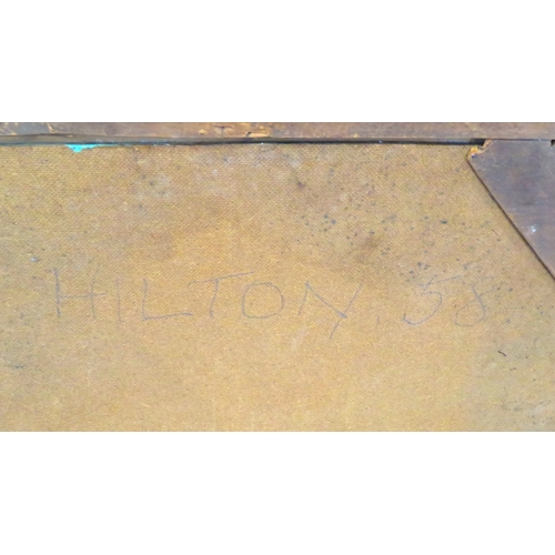 44 - R Hilton 'Abstract' oil on board 41x61cm signed and dated verso
