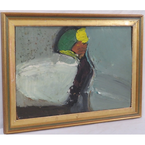 44 - R Hilton 'Abstract' oil on board 41x61cm signed and dated verso