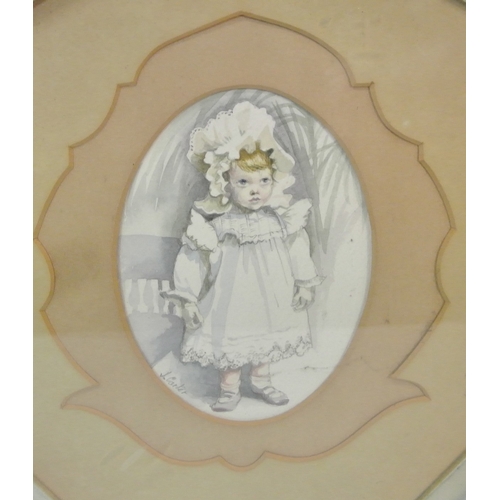 61 - J Carter 'Study of a young girl' oval watercolour 14x9cm signed