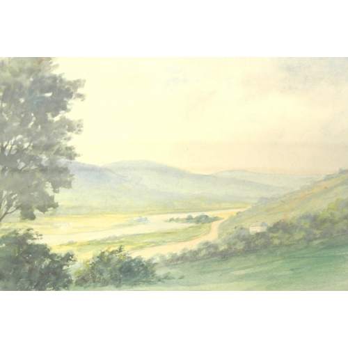 66 - Douglas Alexander 'Landscape with river and house' watercolour, 26x37cm signed lower right