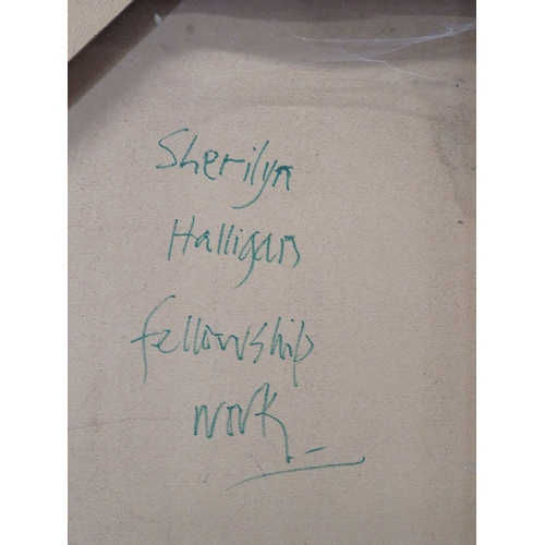 78 - Sherilyn Halligan 'Abstract' oil on board Fellowship work 2000. 122x122cm