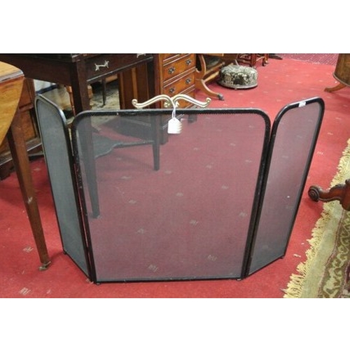 107 - Metal framed meshed triple folding firescreen