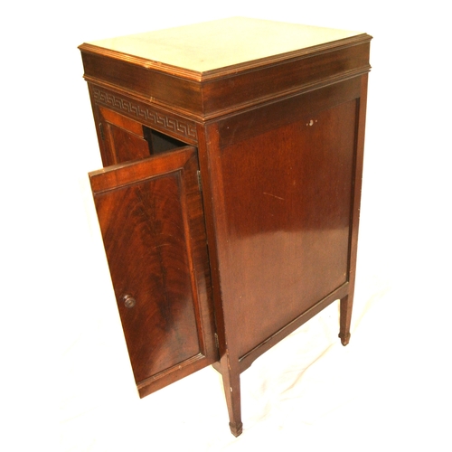 116 - Converted Columbia Grafonola Music cabinet with lift-up lid, shelved press, on square tapering legs