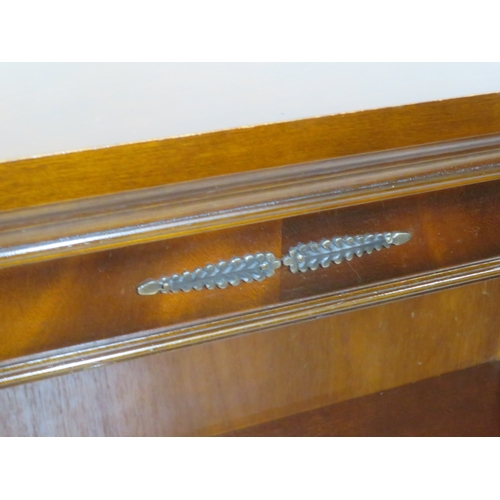 155 - Edwardian design mahogany open bookcase with decorated frieze and adjustable shelving