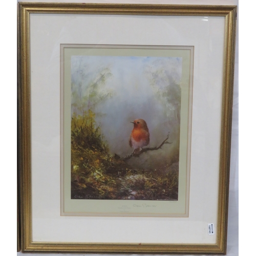 10 - Clem Spencer 'Robin' & 'Blackbird' pair of prints, 30x22cm each