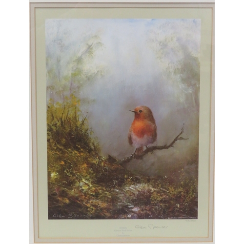 10 - Clem Spencer 'Robin' & 'Blackbird' pair of prints, 30x22cm each
