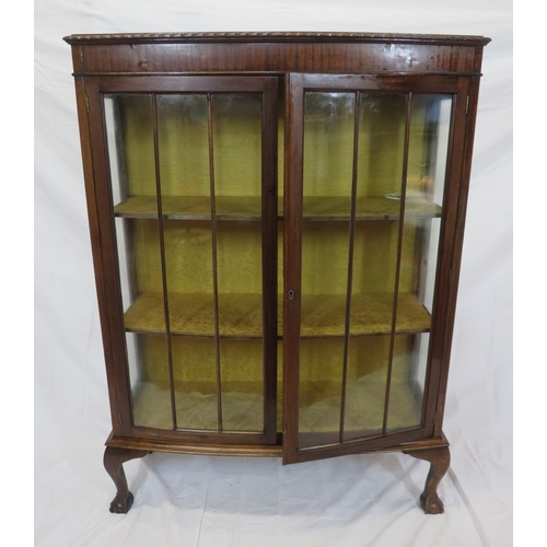 110 - Edwardian design bowfronted display cabinet with rope edge frieze, glazed doors, shelved interior, o... 
