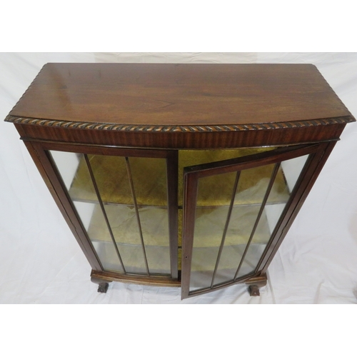 110 - Edwardian design bowfronted display cabinet with rope edge frieze, glazed doors, shelved interior, o... 