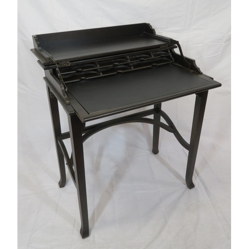 120 - Edward mahogany bachelors desk with metamorphic fold-over top & pull-out slope, on square tapering l... 