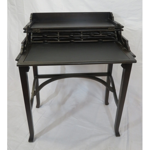 120 - Edward mahogany bachelors desk with metamorphic fold-over top & pull-out slope, on square tapering l... 