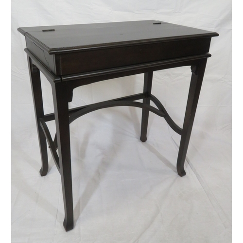 120 - Edward mahogany bachelors desk with metamorphic fold-over top & pull-out slope, on square tapering l... 