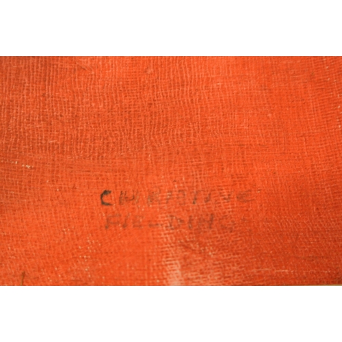 15 - Christine Fielding 'Couple with pram' oil on board, 36x30cm, signed