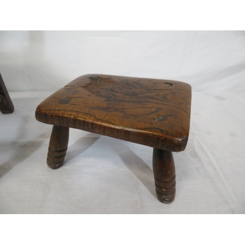 183 - Childs Arts & Crafts chair with wicker seat & a walnut stool