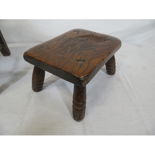 183 - Childs Arts & Crafts chair with wicker seat & a walnut stool