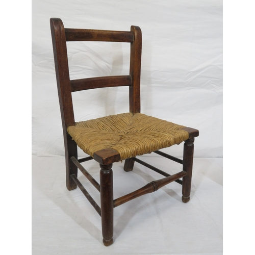 183 - Childs Arts & Crafts chair with wicker seat & a walnut stool
