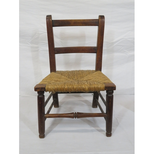 183 - Childs Arts & Crafts chair with wicker seat & a walnut stool