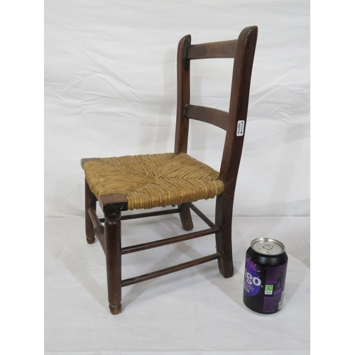 183 - Childs Arts & Crafts chair with wicker seat & a walnut stool