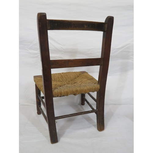 183 - Childs Arts & Crafts chair with wicker seat & a walnut stool