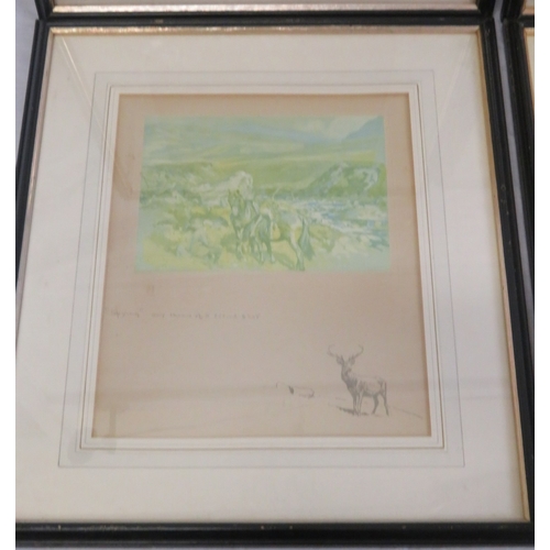 4 - Lionel Edwards 'Mid-day Rest', 'Spying', Purple heather' & 'Grouse over dogs' 4 prints, 13x17cm/ 26x... 