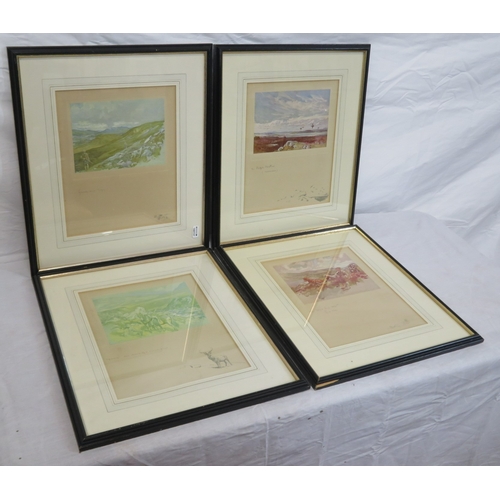 4 - Lionel Edwards 'Mid-day Rest', 'Spying', Purple heather' & 'Grouse over dogs' 4 prints, 13x17cm/ 26x... 