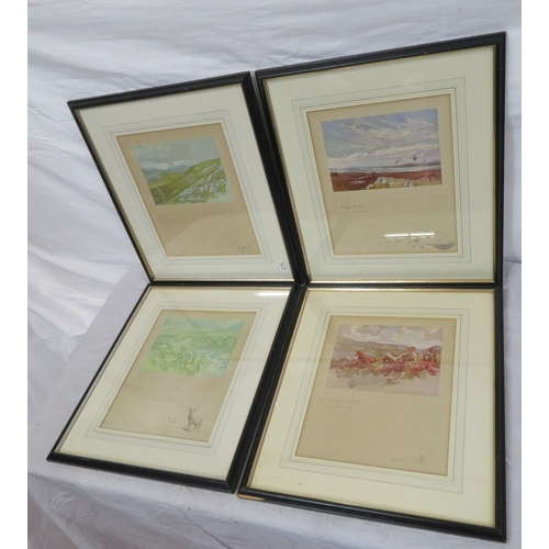 4 - Lionel Edwards 'Mid-day Rest', 'Spying', Purple heather' & 'Grouse over dogs' 4 prints, 13x17cm/ 26x... 