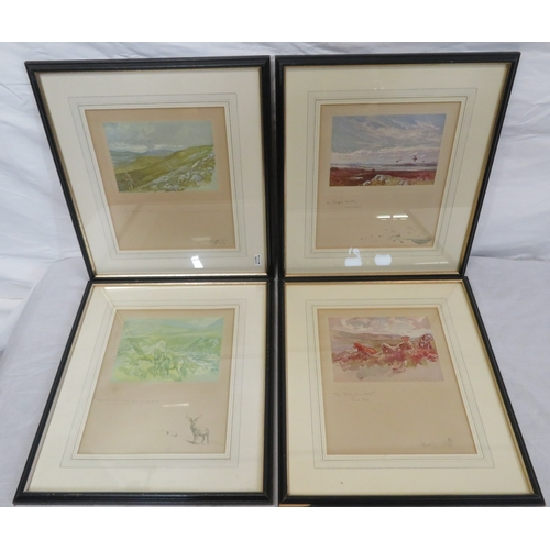 4 - Lionel Edwards 'Mid-day Rest', 'Spying', Purple heather' & 'Grouse over dogs' 4 prints, 13x17cm/ 26x... 