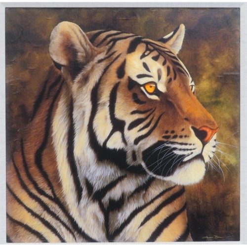 43 - Andrew Bone 'Tiger Portrait' Giclee on Canvas, 57x57cm, Signed
