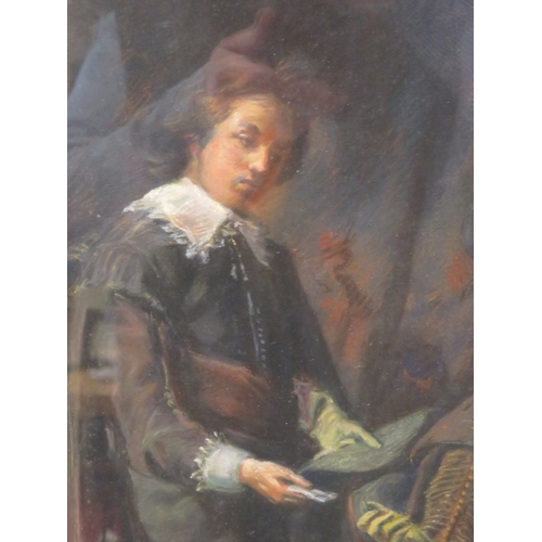 45 - Dutch school 'Gentleman in a studio' pastels and chalks, 60x50cm