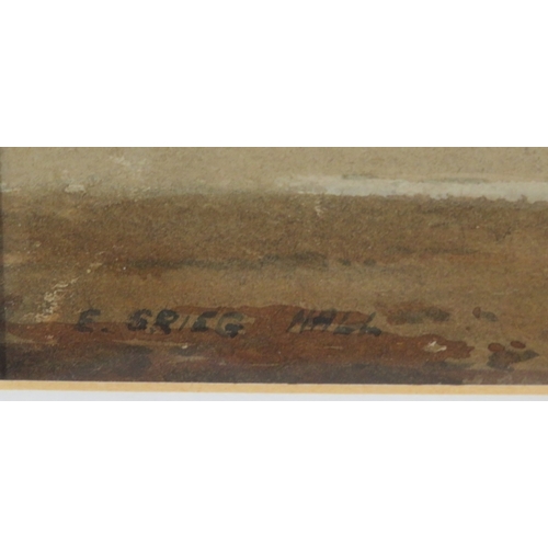 46 - E Grieg Hall 'Riverscape with promontory' watercolour, 26x38cm, signed