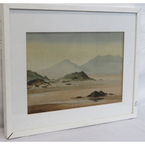 46 - E Grieg Hall 'Riverscape with promontory' watercolour, 26x38cm, signed