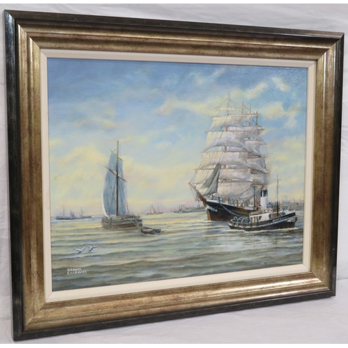 49 - Denis Chapman 'Schooner under sail' oil on canvas, 35x45cm, signed