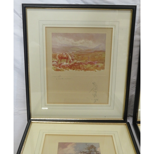 5 - Lionel Edwards 'Wet Day', 'Highland foxhunter', 'The other boat' & 'Roe deer' 4 prints, 13x17/26x21c... 