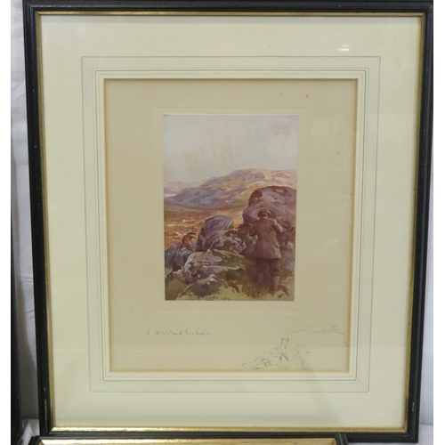 5 - Lionel Edwards 'Wet Day', 'Highland foxhunter', 'The other boat' & 'Roe deer' 4 prints, 13x17/26x21c... 