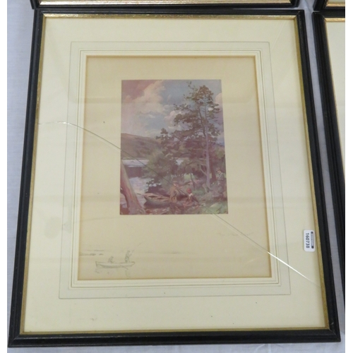 5 - Lionel Edwards 'Wet Day', 'Highland foxhunter', 'The other boat' & 'Roe deer' 4 prints, 13x17/26x21c... 