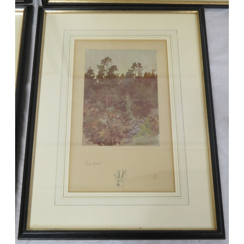 5 - Lionel Edwards 'Wet Day', 'Highland foxhunter', 'The other boat' & 'Roe deer' 4 prints, 13x17/26x21c... 