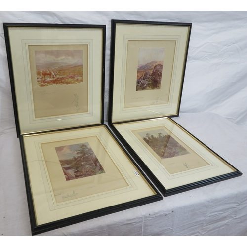 5 - Lionel Edwards 'Wet Day', 'Highland foxhunter', 'The other boat' & 'Roe deer' 4 prints, 13x17/26x21c... 