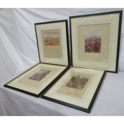 5 - Lionel Edwards 'Wet Day', 'Highland foxhunter', 'The other boat' & 'Roe deer' 4 prints, 13x17/26x21c... 