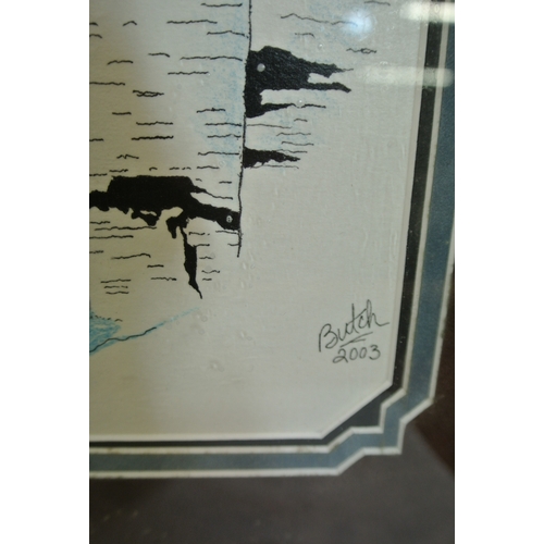 50 - Earnest Runyon 'Wolf study' pencil and pastels 34x28cm signed. bears receipt