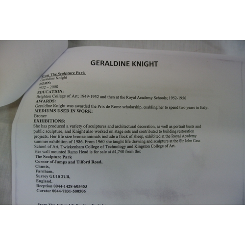 54 - Geraldine Knight 'Nightingale' bronze, initialled and dated left lower neck, (1 of 5) 26cm high, on ... 