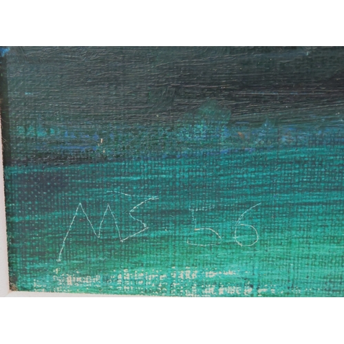 55 - Italian School 'Venetian scene' oil on canvas, 50x75cm, initialled and dated '56