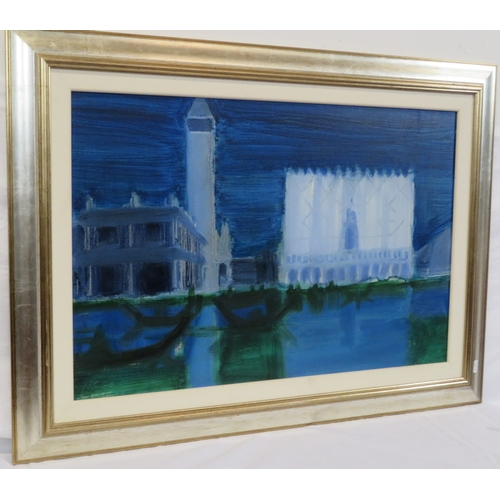 55 - Italian School 'Venetian scene' oil on canvas, 50x75cm, initialled and dated '56