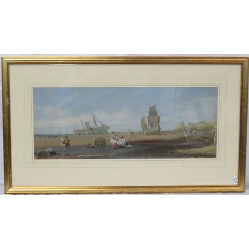 58 - English school 'Sands, Eastbourne' watercolour 21x45, inscribed