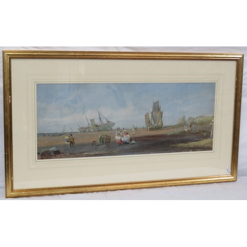 58 - English school 'Sands, Eastbourne' watercolour 21x45, inscribed