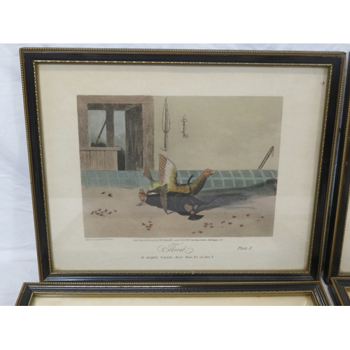 6 - Newton Fielding (1799-1856) 'Cock fighting', A suite of six plates of cock fighting, etching and aqu... 