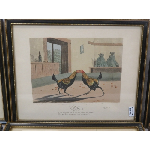6 - Newton Fielding (1799-1856) 'Cock fighting', A suite of six plates of cock fighting, etching and aqu... 