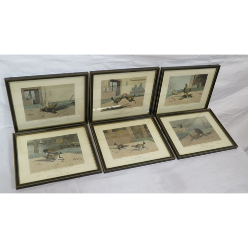 6 - Newton Fielding (1799-1856) 'Cock fighting', A suite of six plates of cock fighting, etching and aqu... 