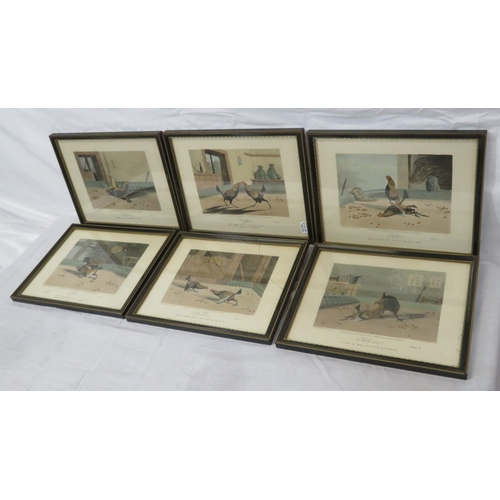 6 - Newton Fielding (1799-1856) 'Cock fighting', A suite of six plates of cock fighting, etching and aqu... 