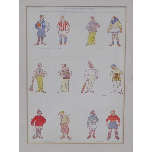 60 - Keith Wreyford 'Our Predecessors' games' Punch Cartoon 25x18cm