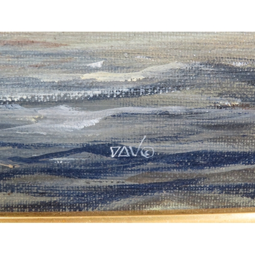 62 - David Wilson 'QE II Visits Liverpool' oil on board, 36x90cm, signed