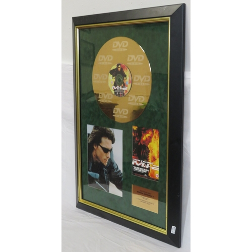64 - Tom Cruise 'Mission Impossible II' DVD gold disc collection, framed with certificate from Our Price ... 